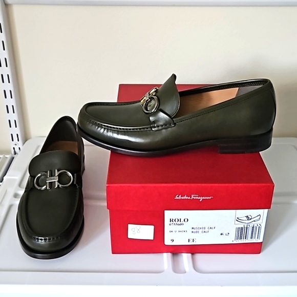 $950 Salvatore Ferragamo Reversible Gancini Buckle Loafers Shoes Size 9 - Picture 5 of 10